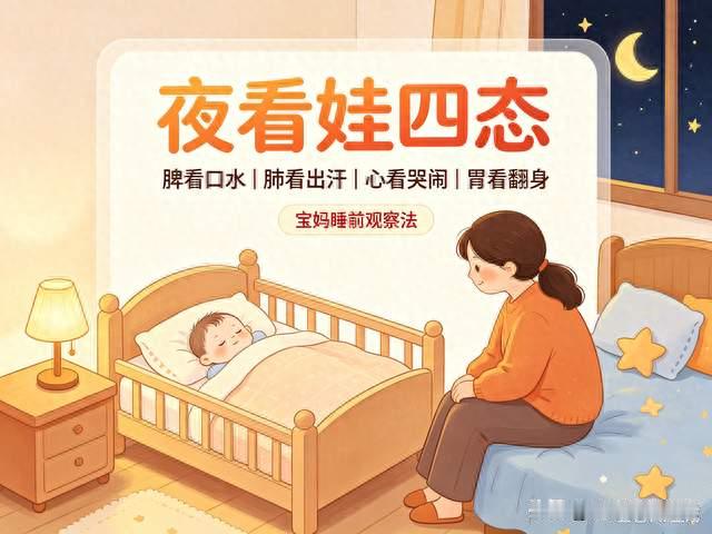 夜看娃四态：脾看口水，肺看出汗，心看哭闹，胃看翻身，太准了！