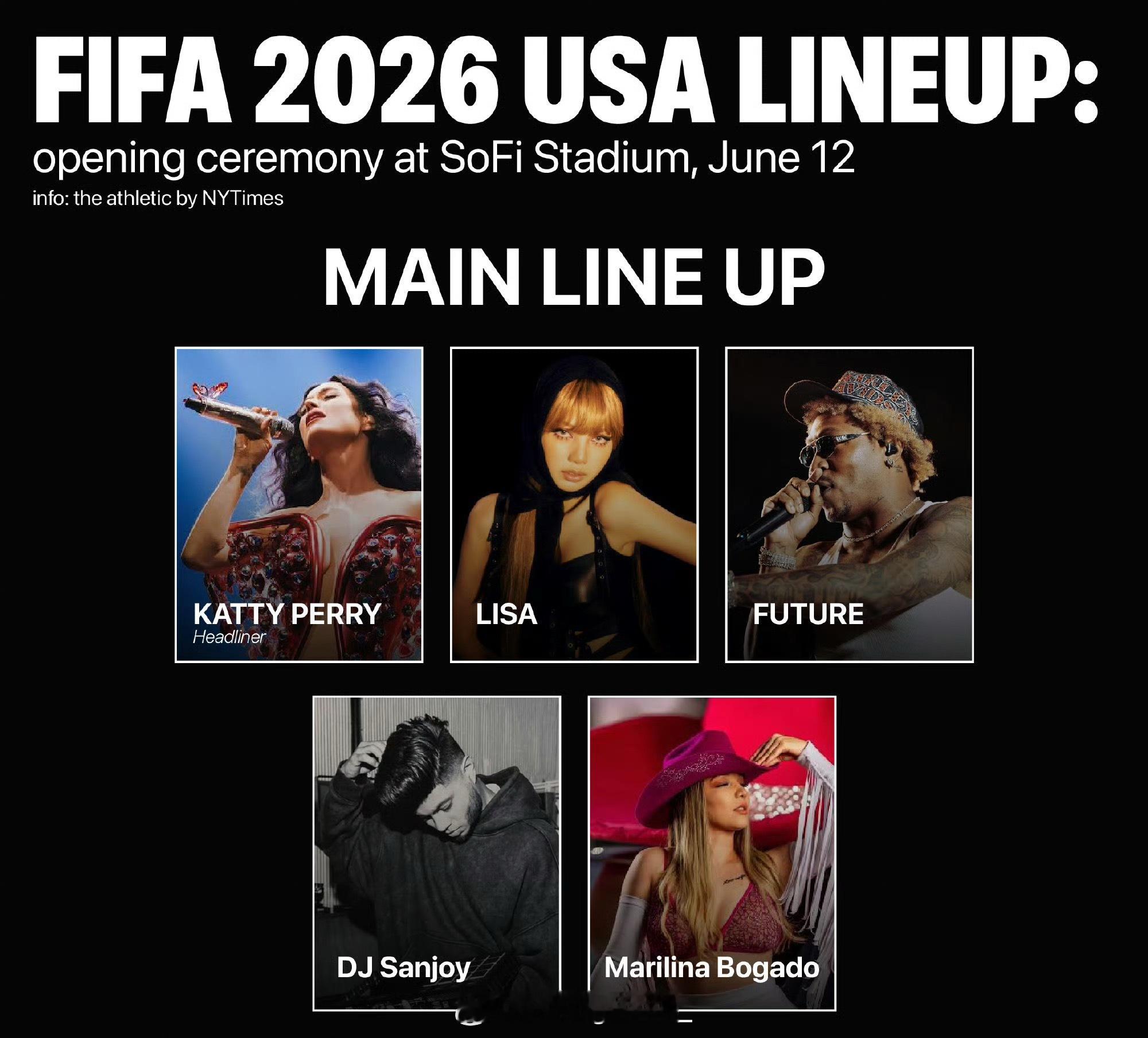 Lisa世界杯开幕式表演世界杯开幕式表演嘉宾确认了🔥其中唯一一位Rapper是