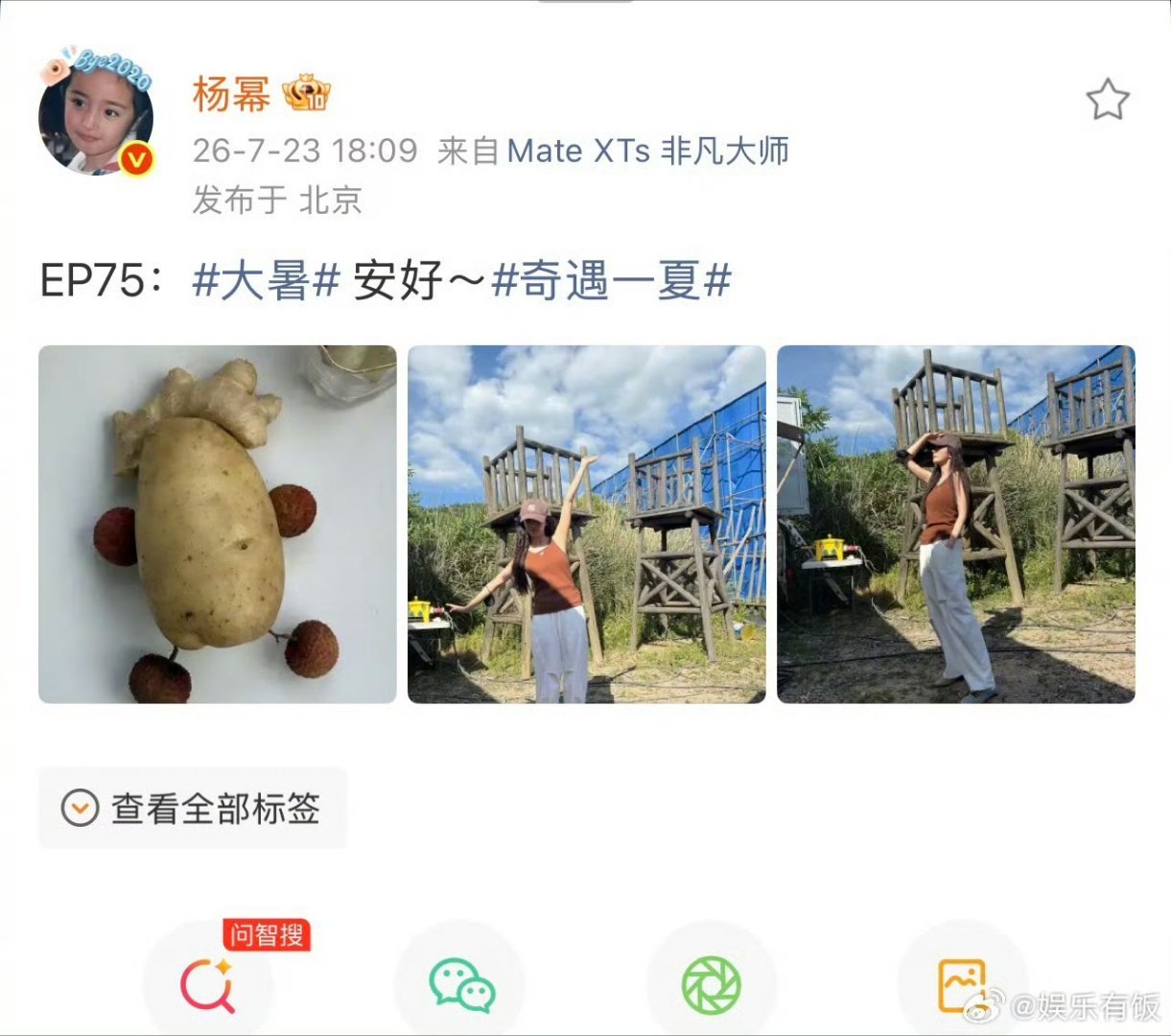 这么多年了杨幂还是喜欢养土豆你们不觉得喜欢养土豆的妹子很萌吗 