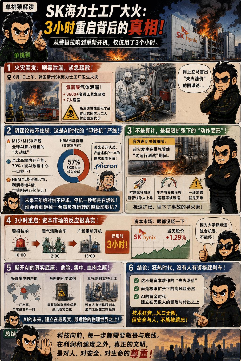 从警报拉响到重新开机，仅仅用了3个小时。
6月1日上午，韩国清州的SK海力士工厂
