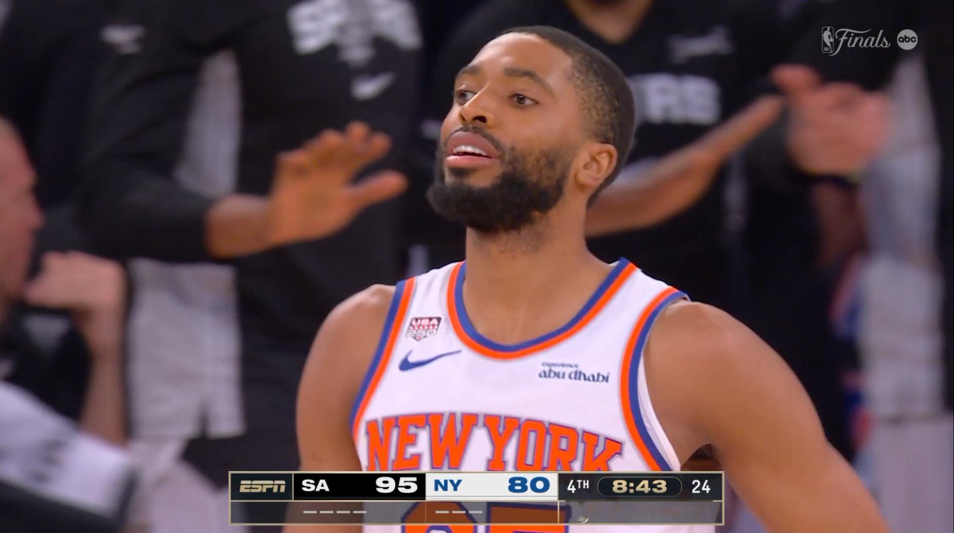 NBA 季后赛总决赛马刺对阵尼克斯BO7第四场，最后尼克斯主场大翻盘以107:1
