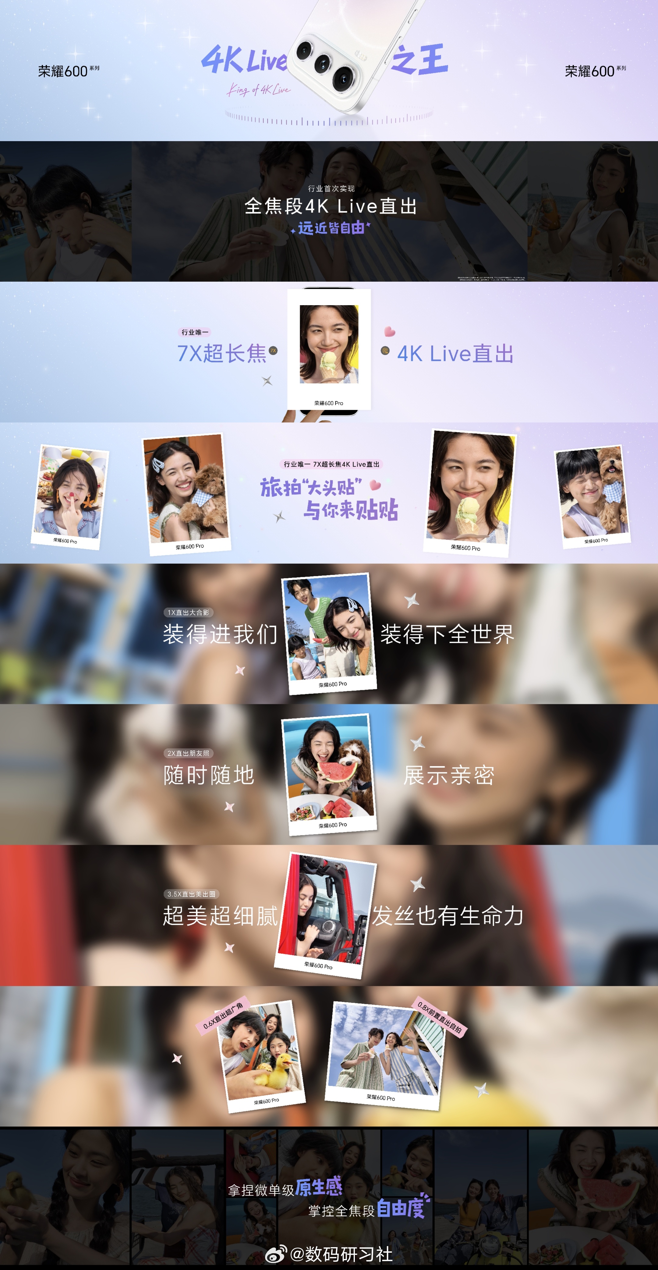 Live更清晰，远近都自由！荣耀600 带来行业唯一全焦段4K Live直出，1