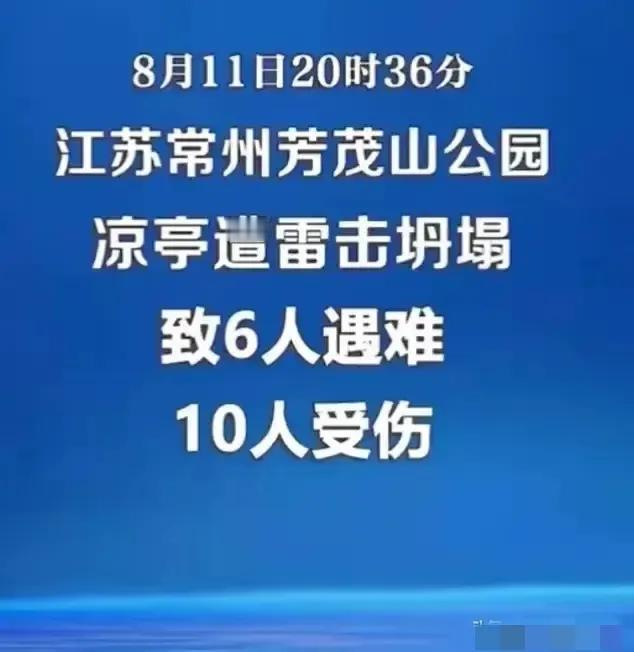 真的是天灾人祸！6死10伤，…8月11日晚上，江苏常州经开区公园馁，突然遭遇雷击