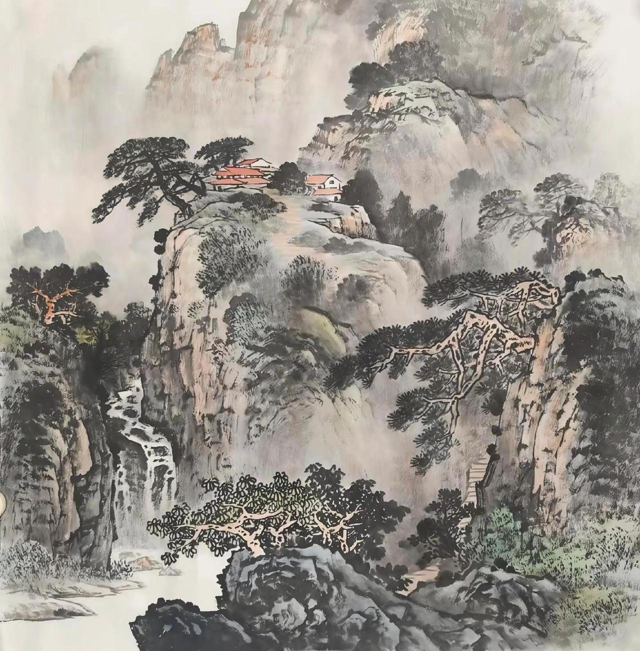 云山飞瀑。山水订制感受国画的意境之美 创作者中心 创作灵感 画 传统山水