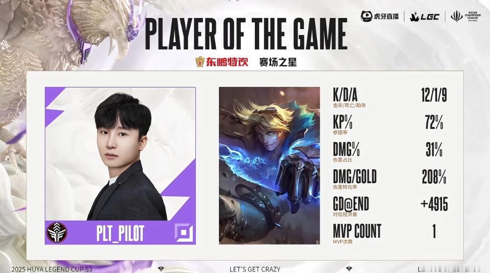 【传奇杯S3 PLT 1-0 KAC 】本场比赛MVP给到PILOT！竞技游戏英