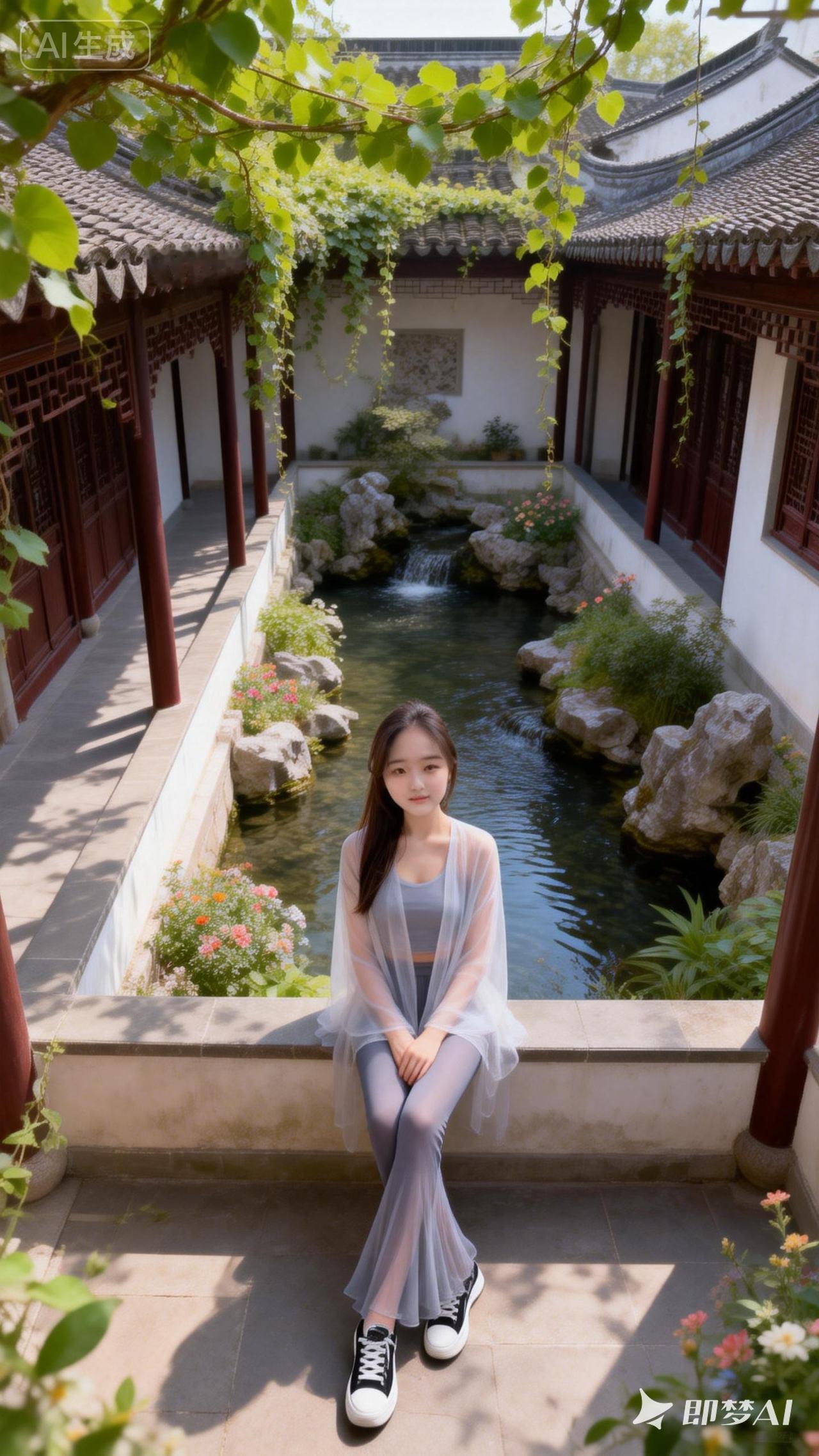 晒图笔记大赛一位东方年轻长发女子，高挑大长腿，唯美迷人，注视着镜头浅笑，冷白皮，