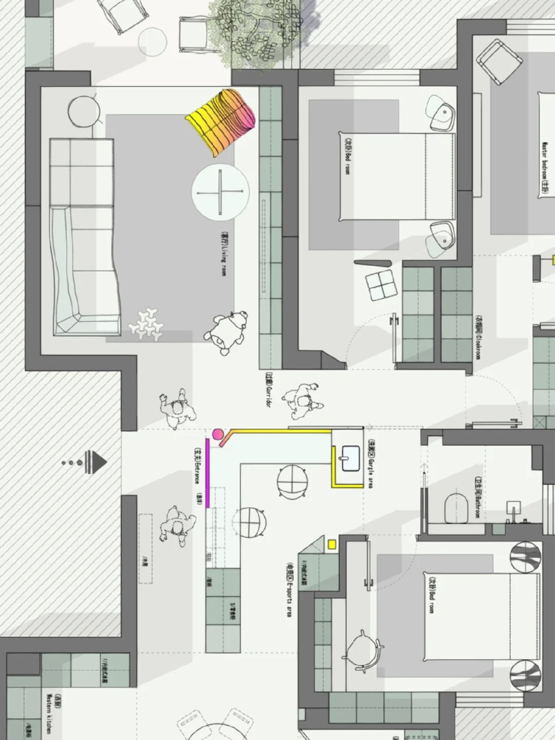 户型优化｜145平四居室如何拥有电竞房