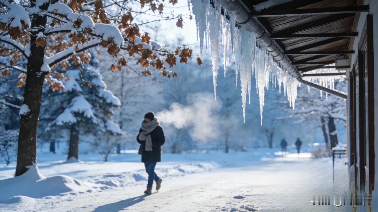 清晨推窗，天地已然换了模样。往日葱郁的枝桠裹上厚雪，像是被糖霜覆盖的银条。楼下的