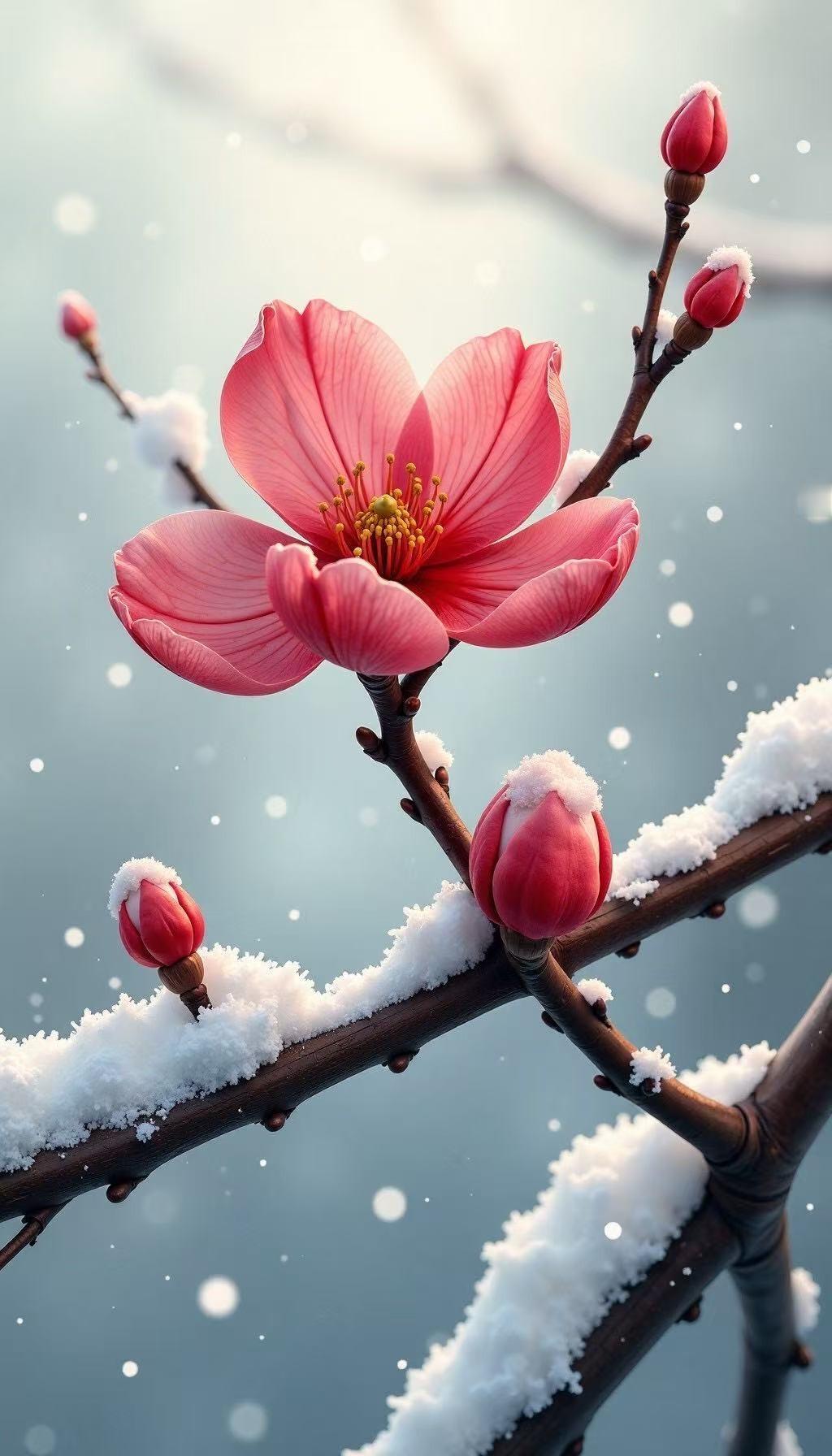 上联：夏雨荷花艳  
下联：冬梅雪蕊娇