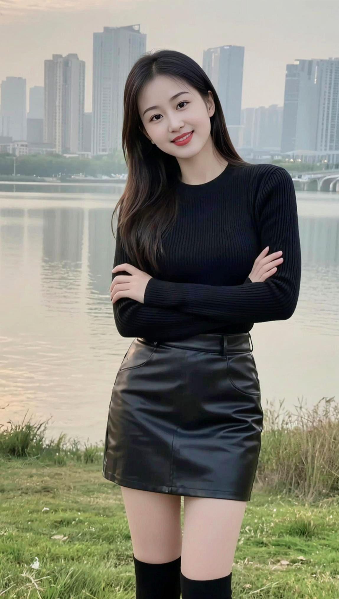 都市河畔照 抖音玩法达人中心 甜美女孩时尚穿搭 优雅气质