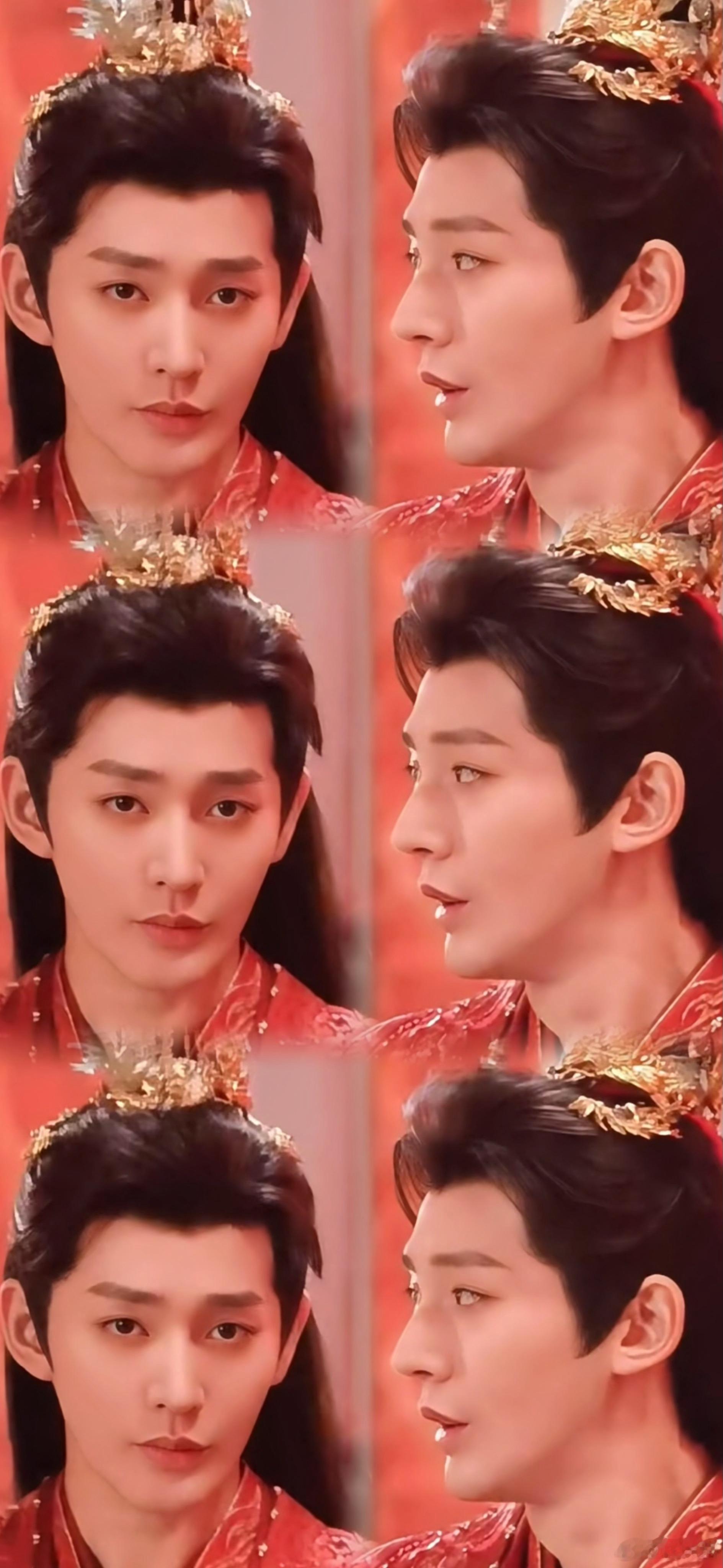 #邓为红衣婚服路透#邓为本人皮肤巨白，穿红衣更是惊为天人！好喜庆好可爱好帅气的新
