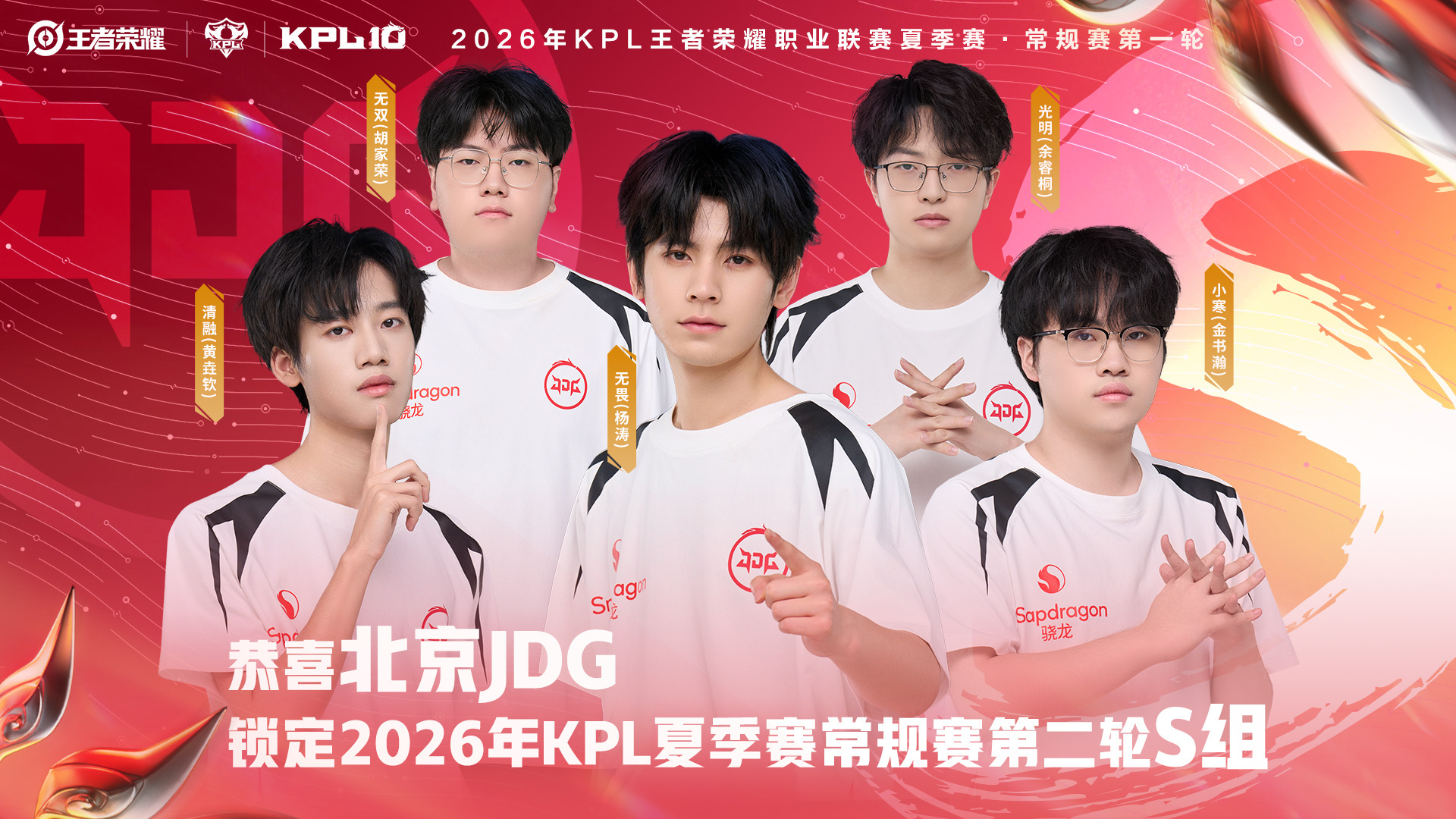 JDG锁第二轮S组恭喜锁定2026KPL夏季赛 常规赛第二轮S组！ 