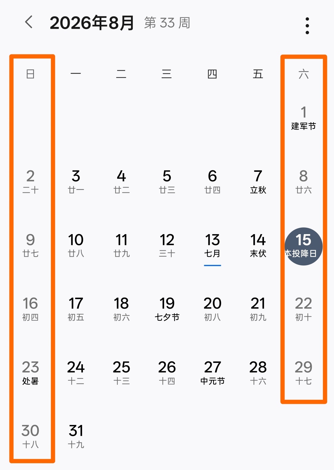 31天的8月份恰巧涵盖了五个周末，一共十天休息，这何尝不是一种小长假呢8月份双休