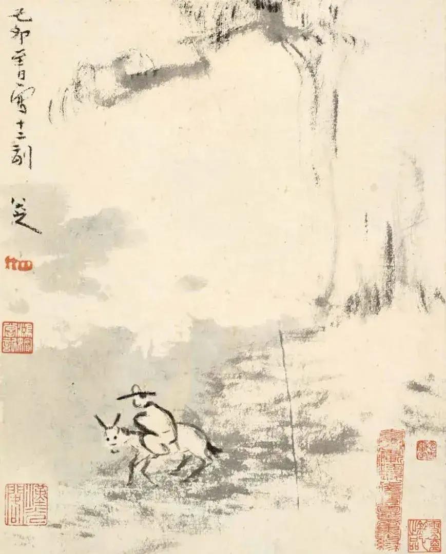 很多人模仿八大，但只是学画的简单，只学一学留白，却不去领略线条内部的顿挫与山人的