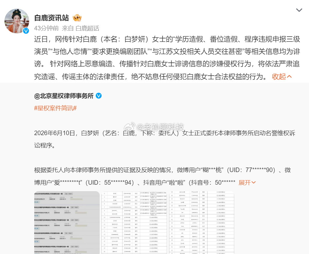 白鹿方六连辟谣白鹿原名叫白梦妍呀感觉原名更好听，为什么要改艺名 