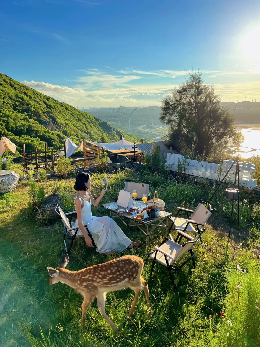 平潭最美露营地 和梅花鹿一起看日落风车海