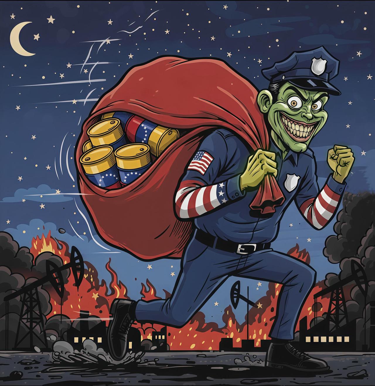 新闻快讯——自诩世界警察，干的却是石油掠夺的勾当，这就是美国的帝国主义本质。消息