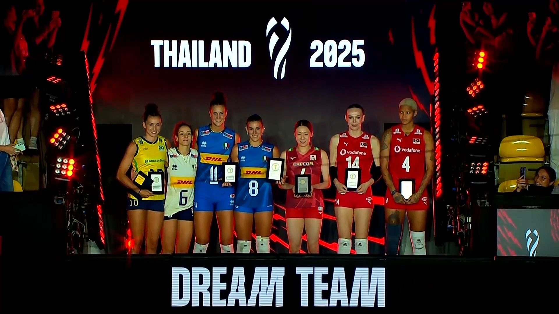 最佳阵容MVP：奥罗最佳二传：奥罗最佳接应：瓦尔加斯最佳主攻：加比 石川最佳副攻