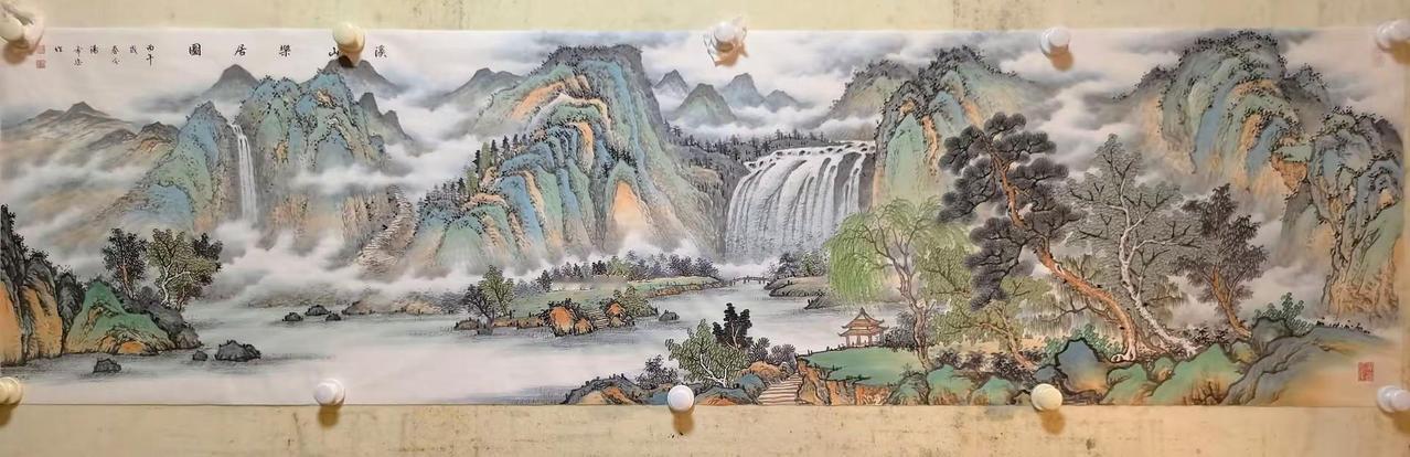 《溪山乐居图》 。订制山水纯手绘 国画山水 书画人生 国画也 水墨画 尺寸（18