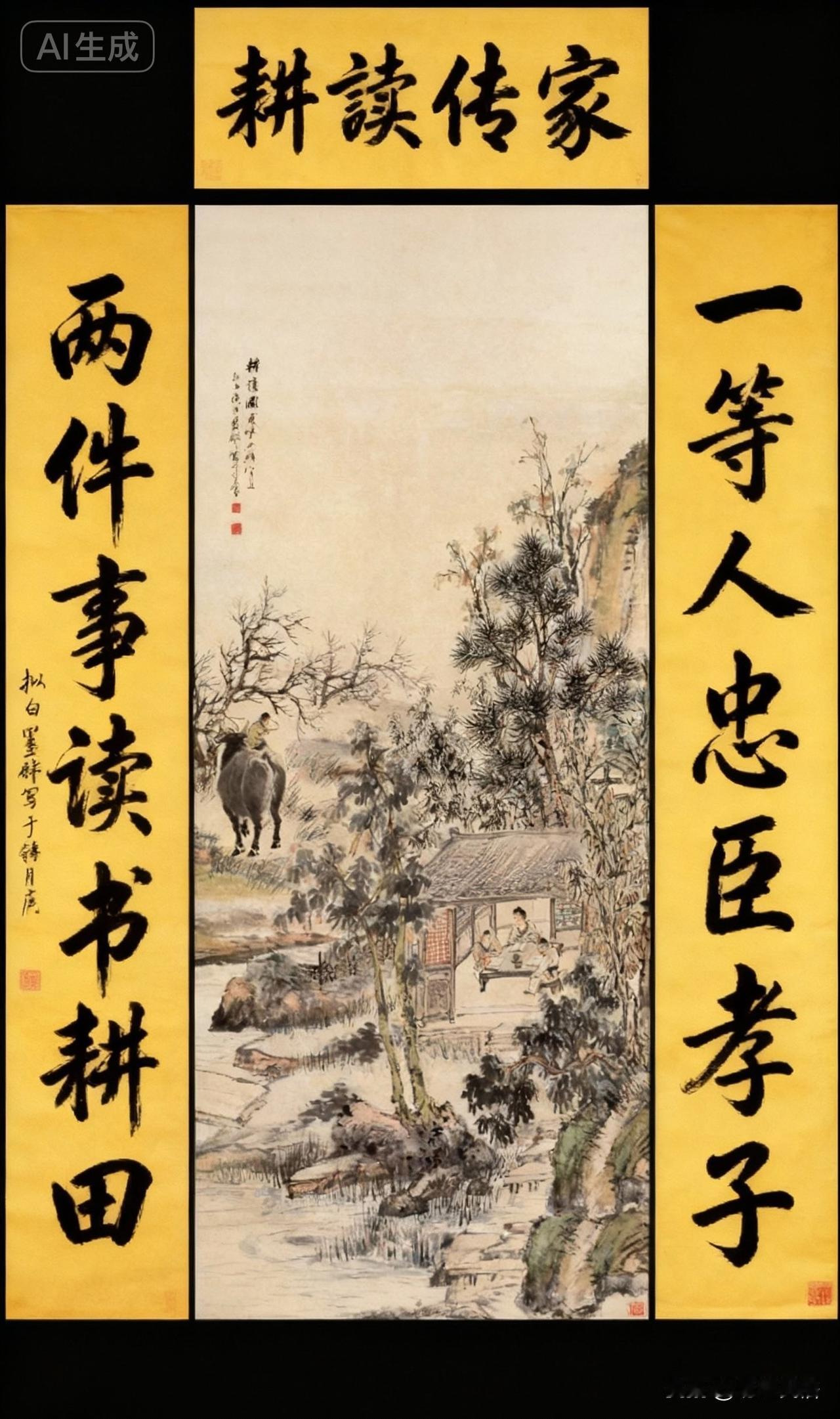中堂画配联一一农村传统民俗文化根脉
青瓦白墙间，中堂是乡村院落的灵魂所在，一幅山