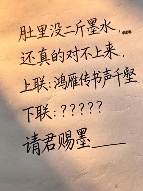 听说你知识储备量比较扎实，

那么你能对出这个对联 吗？

上联是～鸿雁传声升千