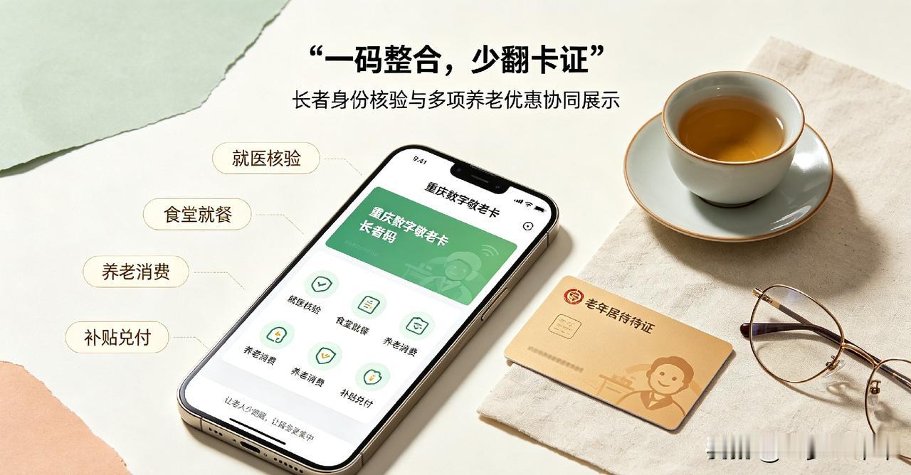 不少重庆长辈平时出门，手里卡证一大堆，乘车、领补贴、养老消费要翻半天，很不方便。