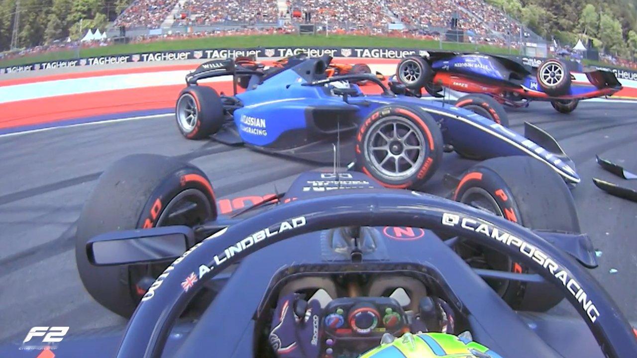 F2奥地利站周六冲刺赛发生大事故！万幸车手平安！F22025F1奥地利大奖赛 ​