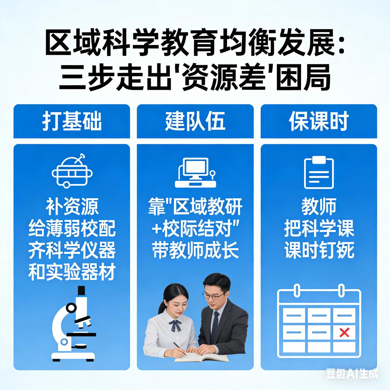 区域科学教育均衡发展：三步走出“资源差”困局
 
区域里的科学教育，常卡在“学校