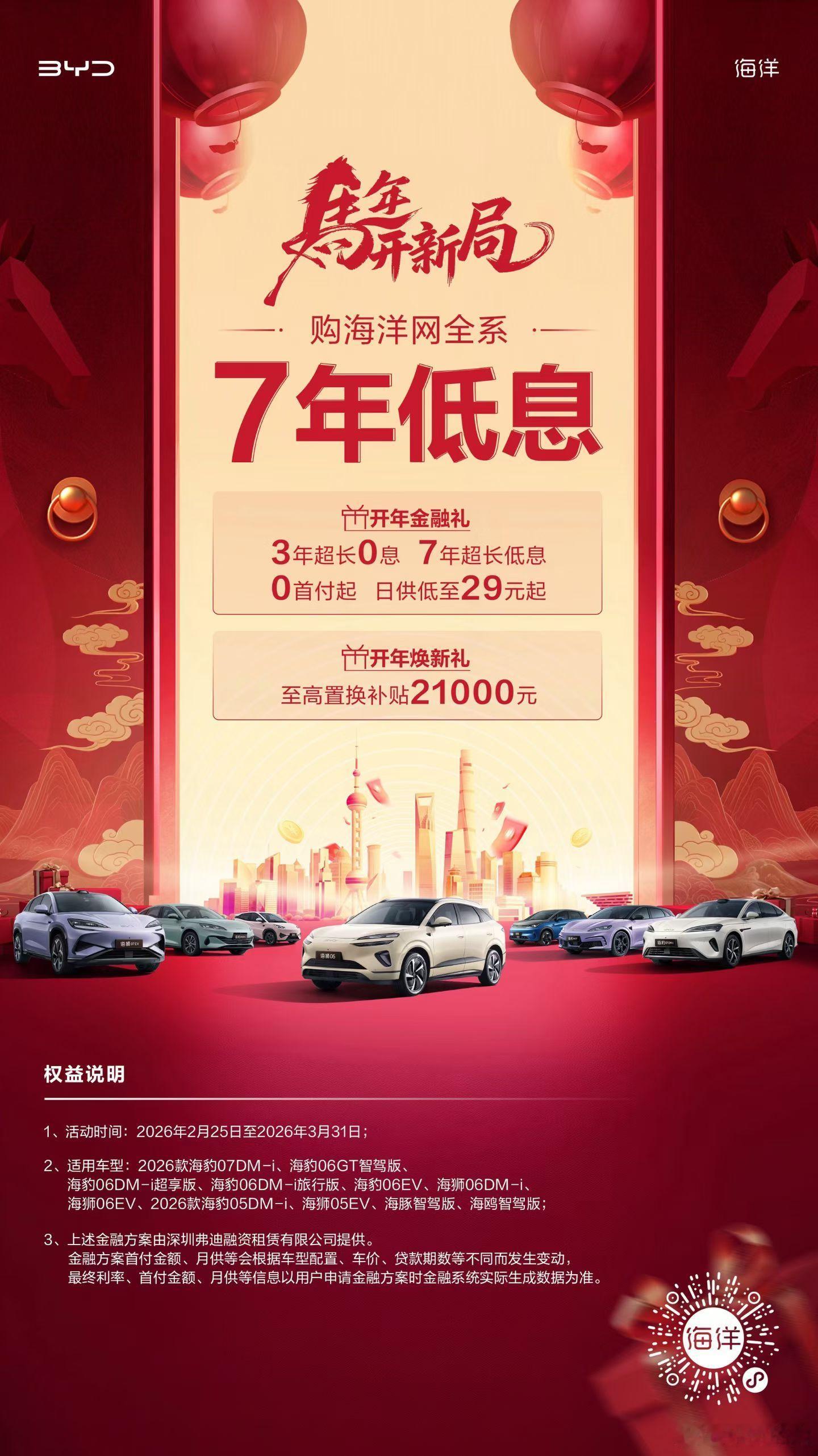 牛啊。海洋网开年放大招了，全系3 年0 息，7 年低息。 