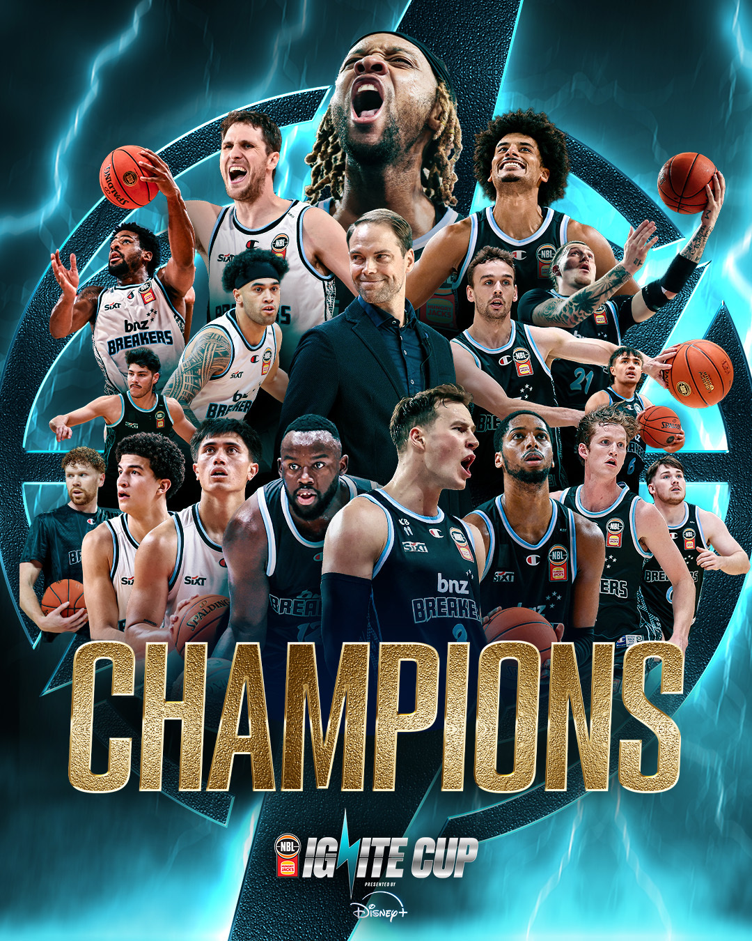 NBL点燃杯决赛，新西兰破坏者逆转战胜阿德莱德36人夺冠。自宣加盟辽宁男篮的以赛