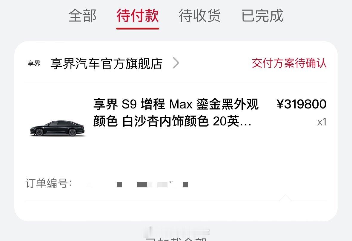 我又给我爹买了台S9增程，第二台S9了。要不是增换购权益给尊界，我这个不算保险落