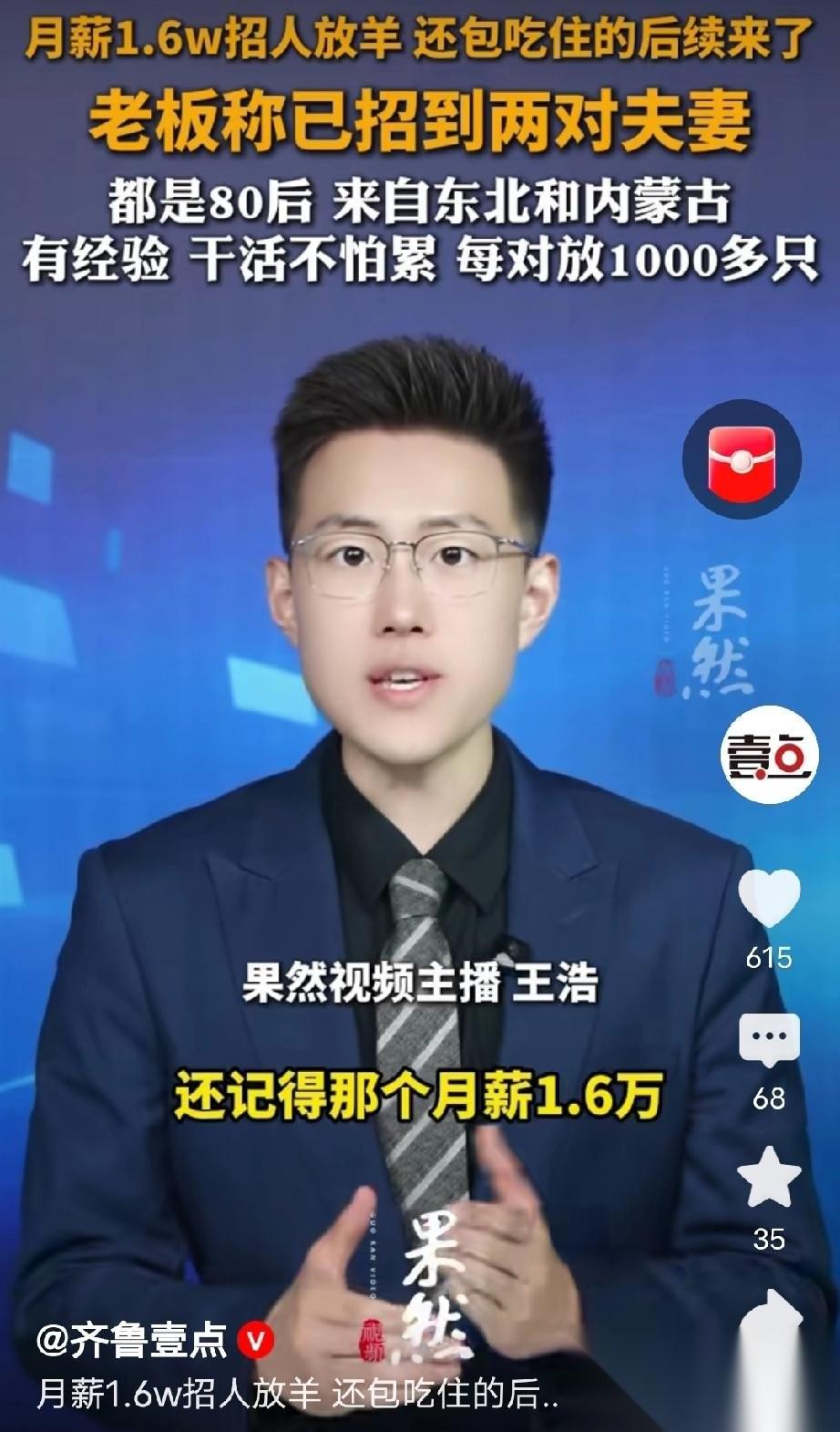 内蒙古，男子想找人管理牧区3000只羊，每个月1.6万元，很多年轻白领跑去凑热闹