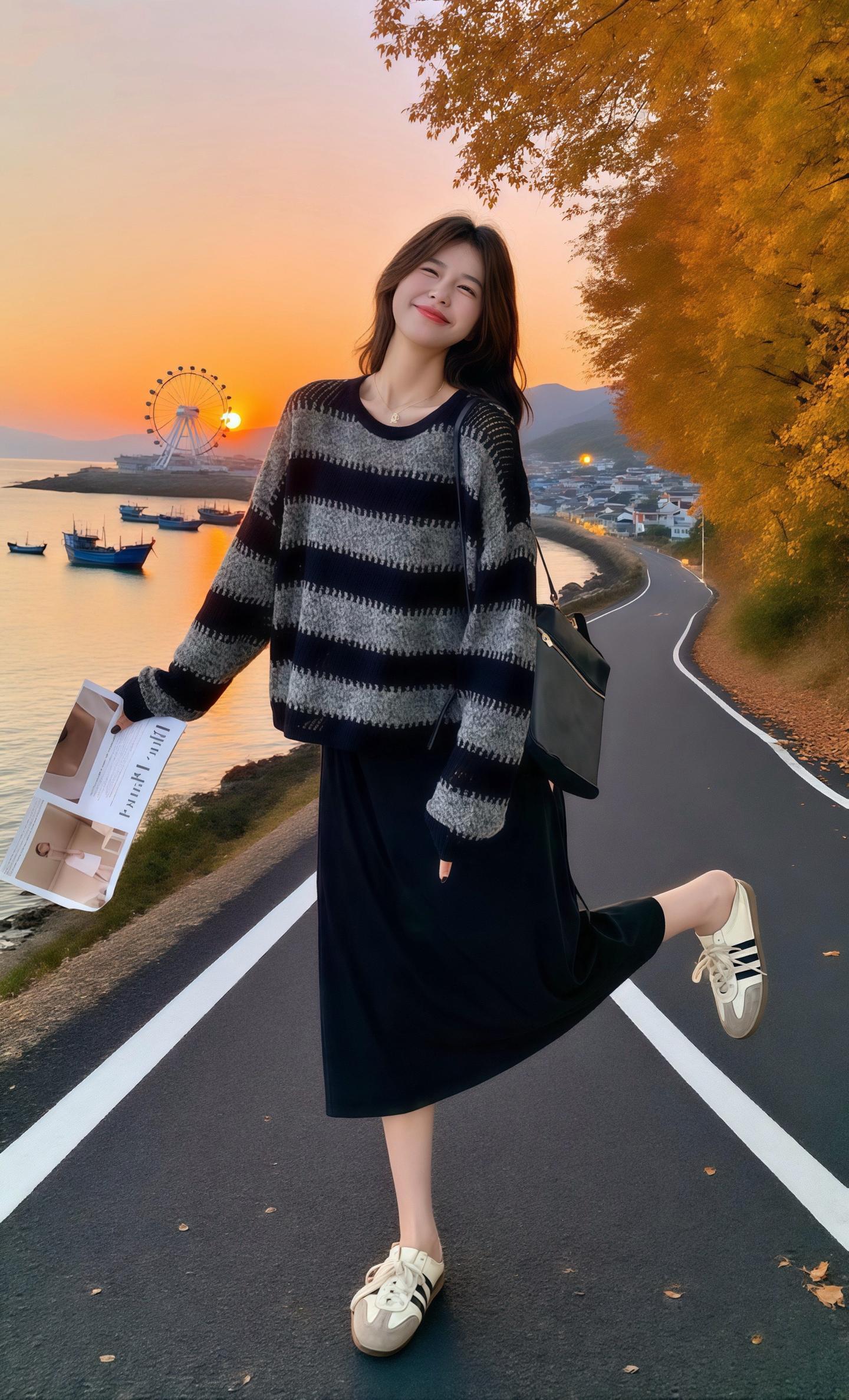 显瘦宽松两件套。