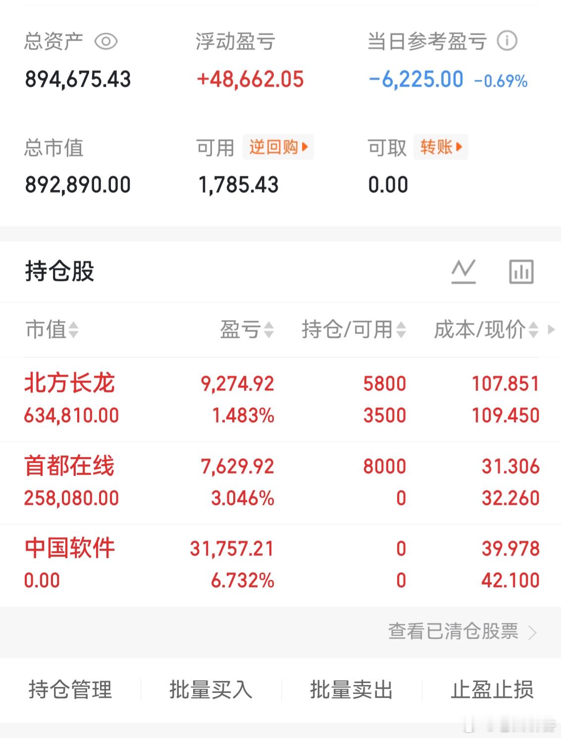 个人实盘记录第30天启动资金50万目前资金：894675今日交易卖出：$中国软件