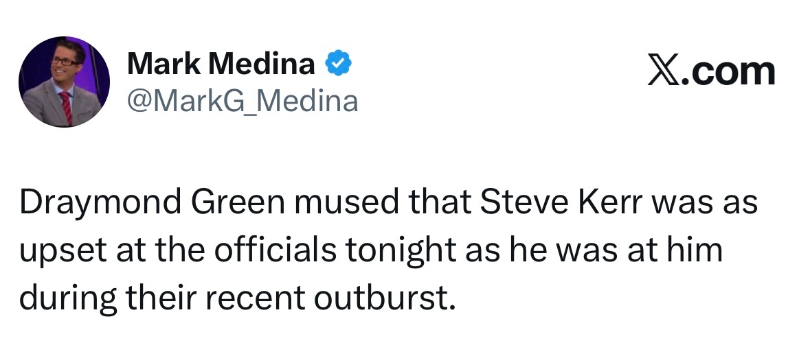 找到回击的机会了？ 🤣  格林表示，科尔今晚对裁判的怒火，丝毫不亚于前不久两人