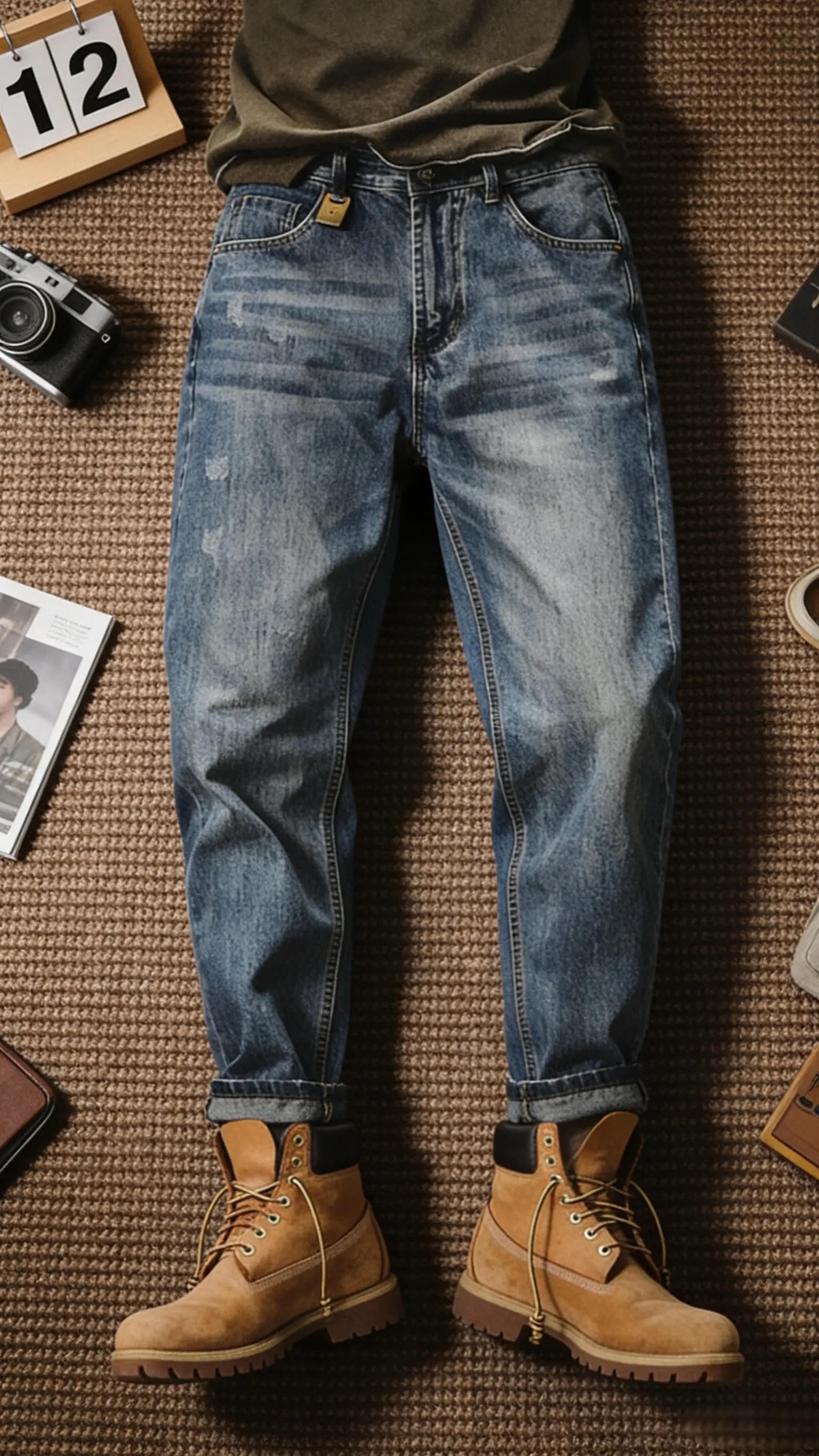 谁能拒绝这款美式经典复古做旧牛仔裤男春季2026新款春夏宽松直筒百搭水洗长裤