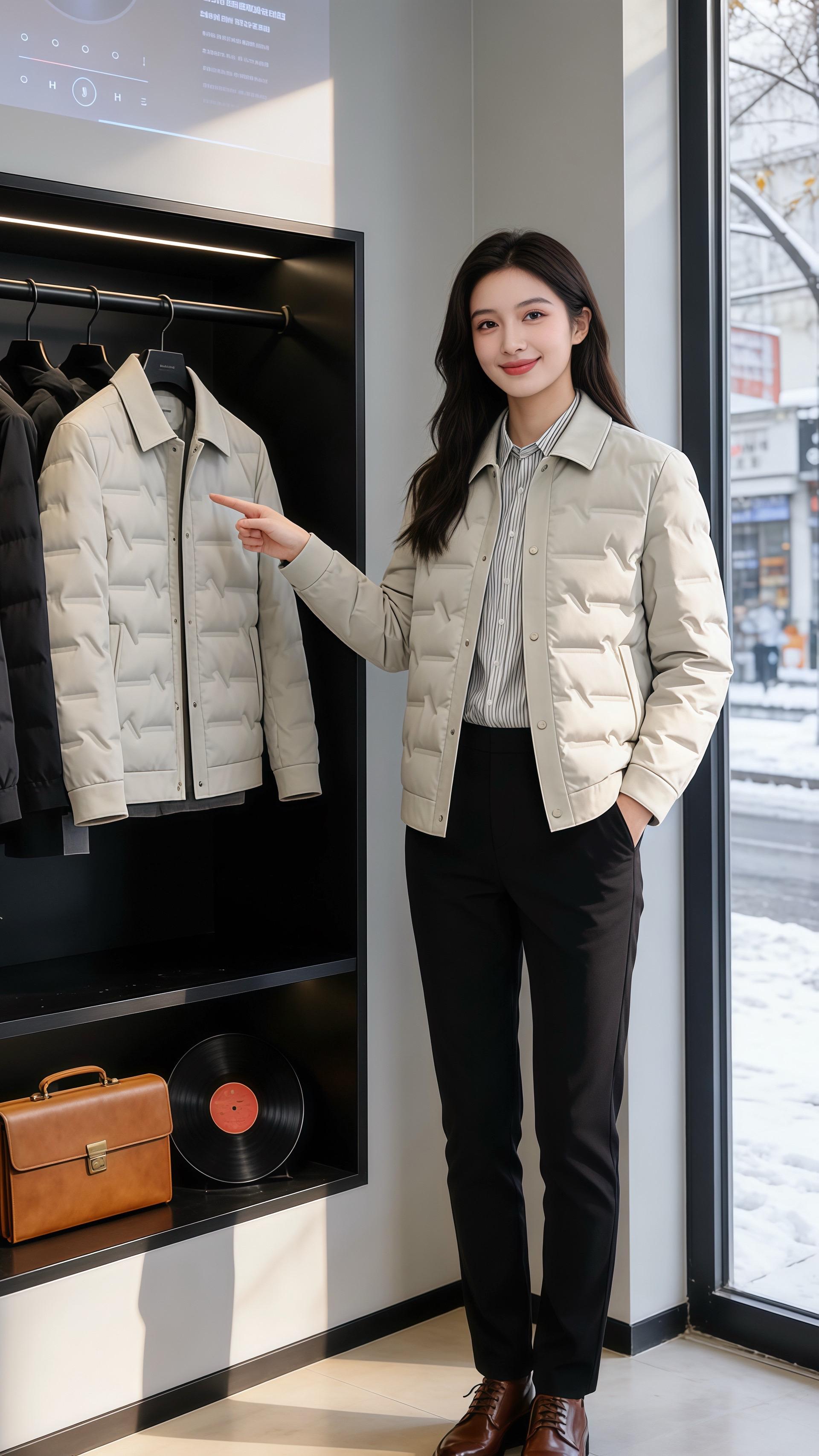 冬雪漫过男装店橱窗的午后，他来取定制外套，一眼撞进她浅杏色夹棉外套的温...