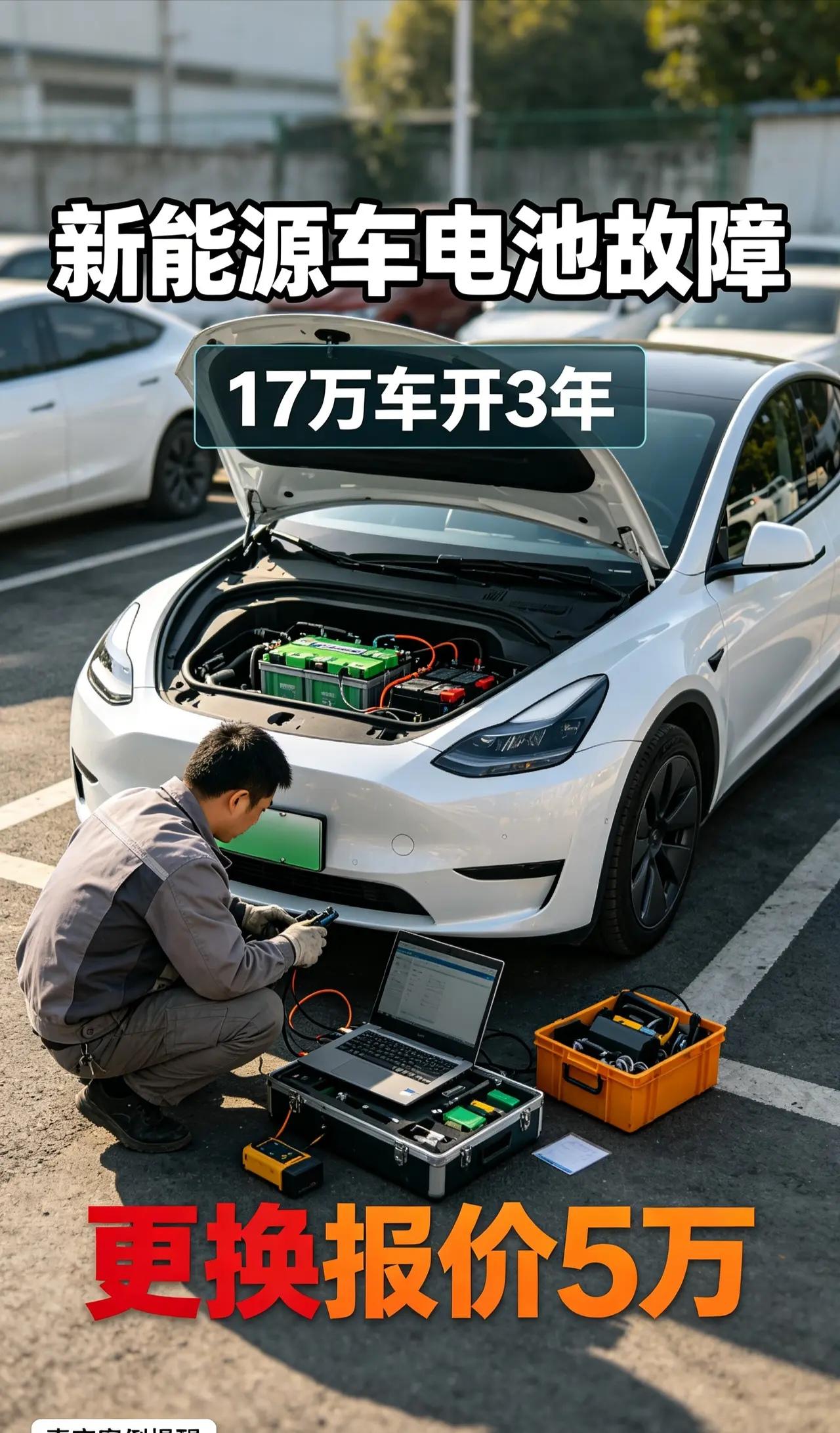 花费17万入手的新能源车，才使用三年就出现电池故障。咨询售后了解到，整套电池更换