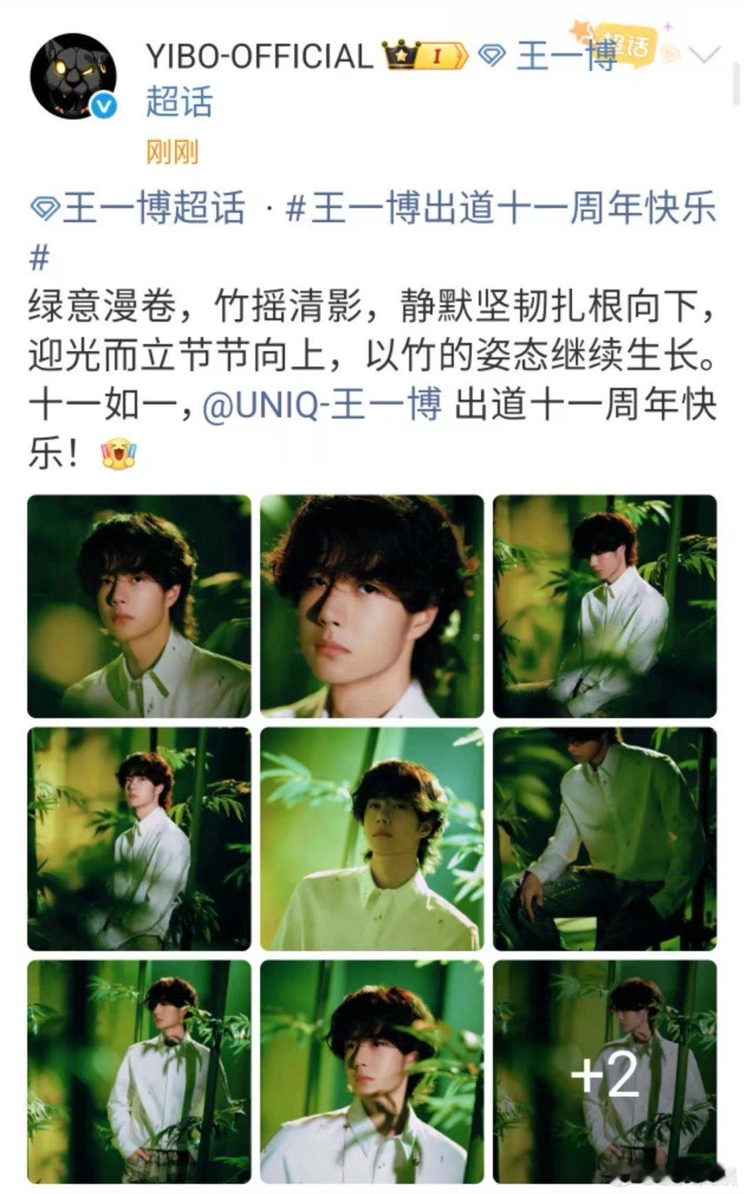 王一博绿意大片王一博绿意漫卷王一博绿意大片，迎光而立节节向上，[送花花][送花花
