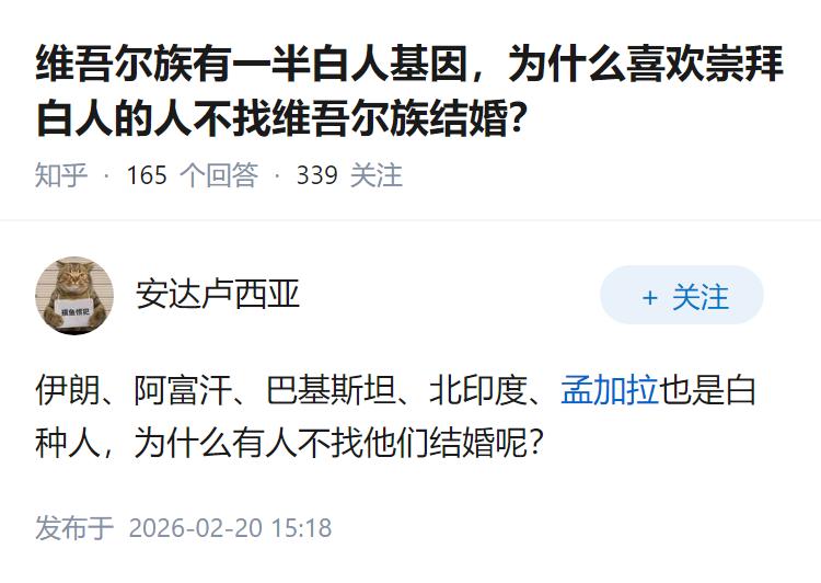 维吾尔族有一半白人基因，为什么喜欢崇拜白人的人不找维吾尔族结婚？