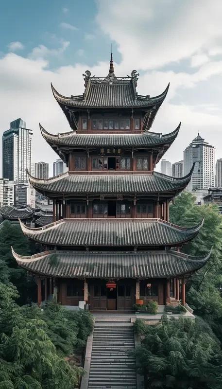 七律，《夏日风情》
松林叠翠径通幽，
石上呜泉伴乌啾。
雨后流霞飞古阁，
桥边醉