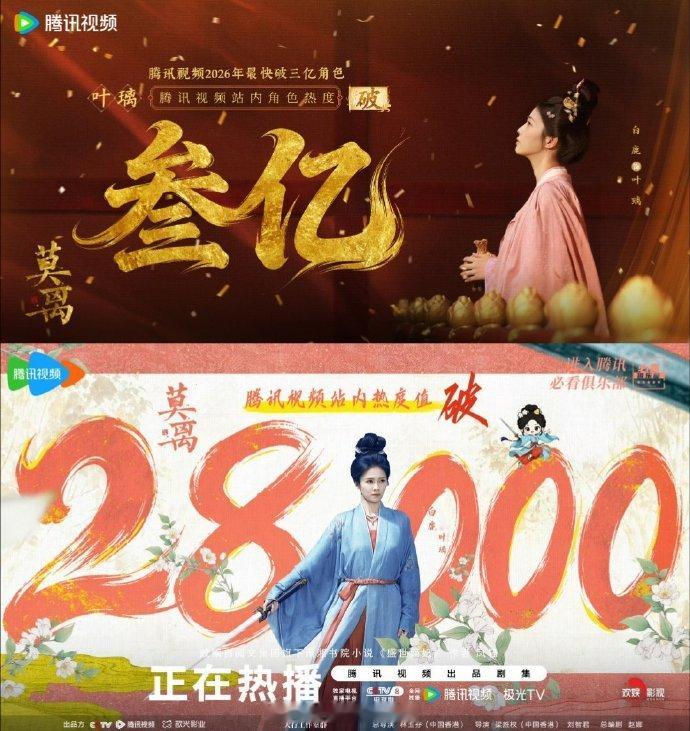 白鹿超迪丽热巴角色热度登顶 白鹿真的很扛剧啊 每一部剧都播的特别好 白鹿莫离热度