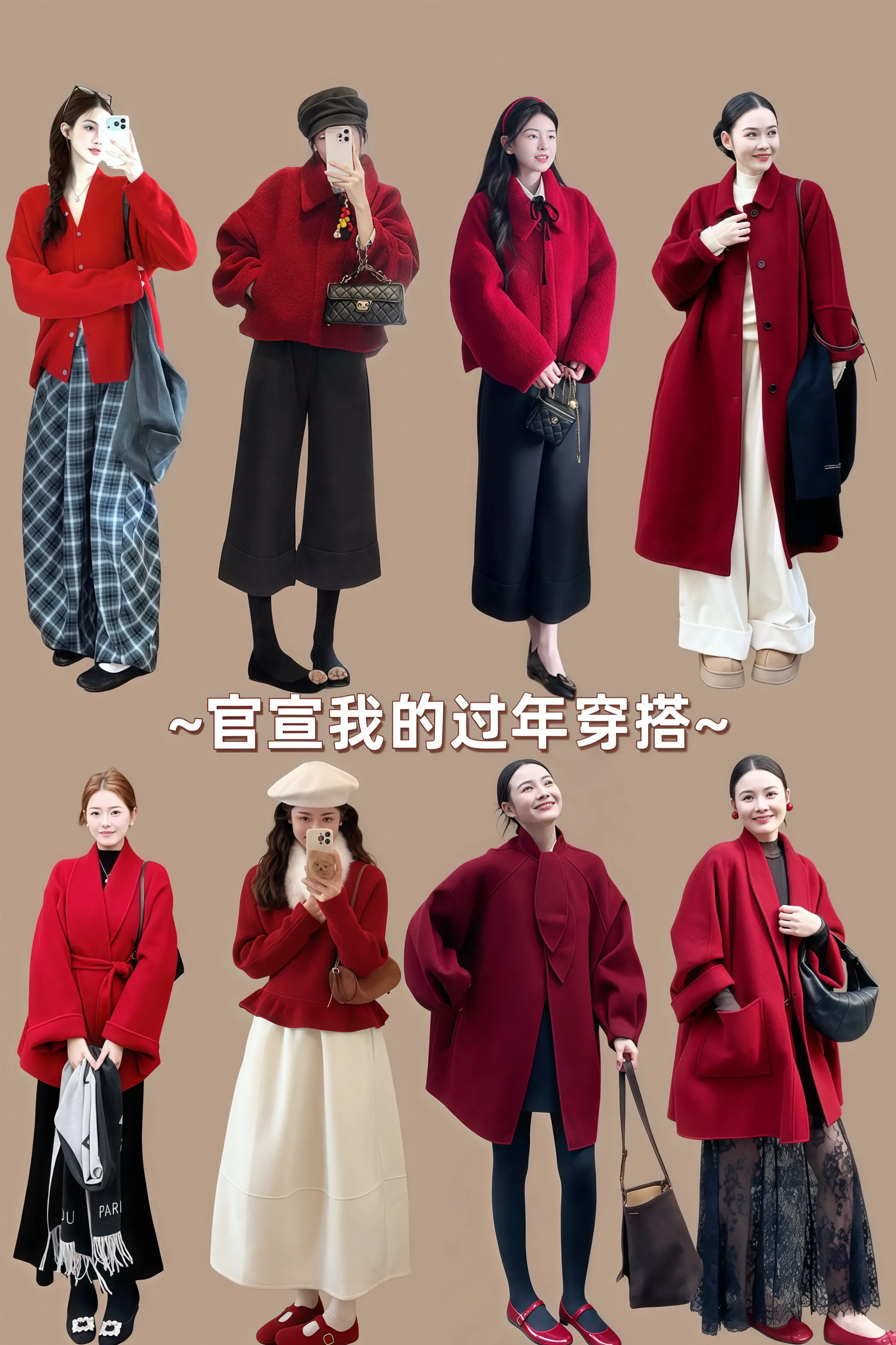 官宣我的过年穿搭  红色系过年穿什么新年穿搭 回村了就要有回村的样