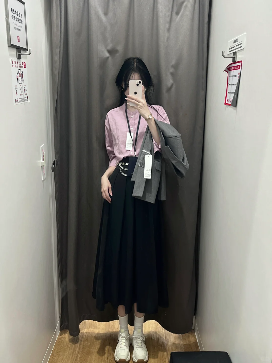 发现优衣库超春天的小紫衫!!🥹99鱼骨裙显瘦温柔绝了～
