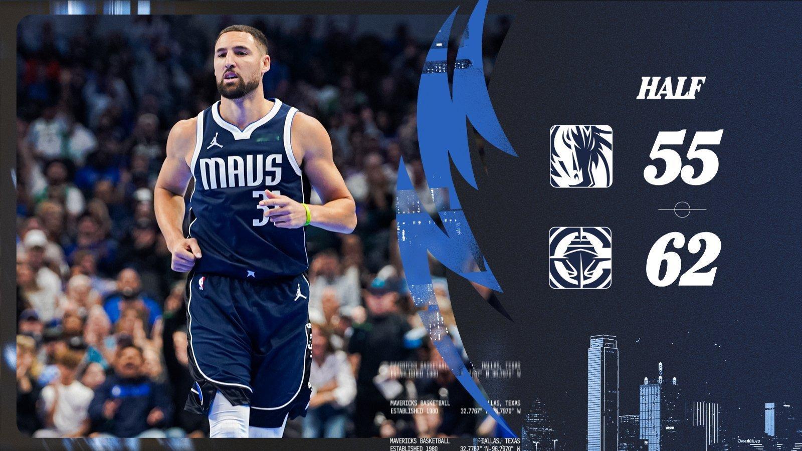 半场结束，独行侠 55-62 快船。第二节 4 分钟进攻断电，好不容易积累的领先