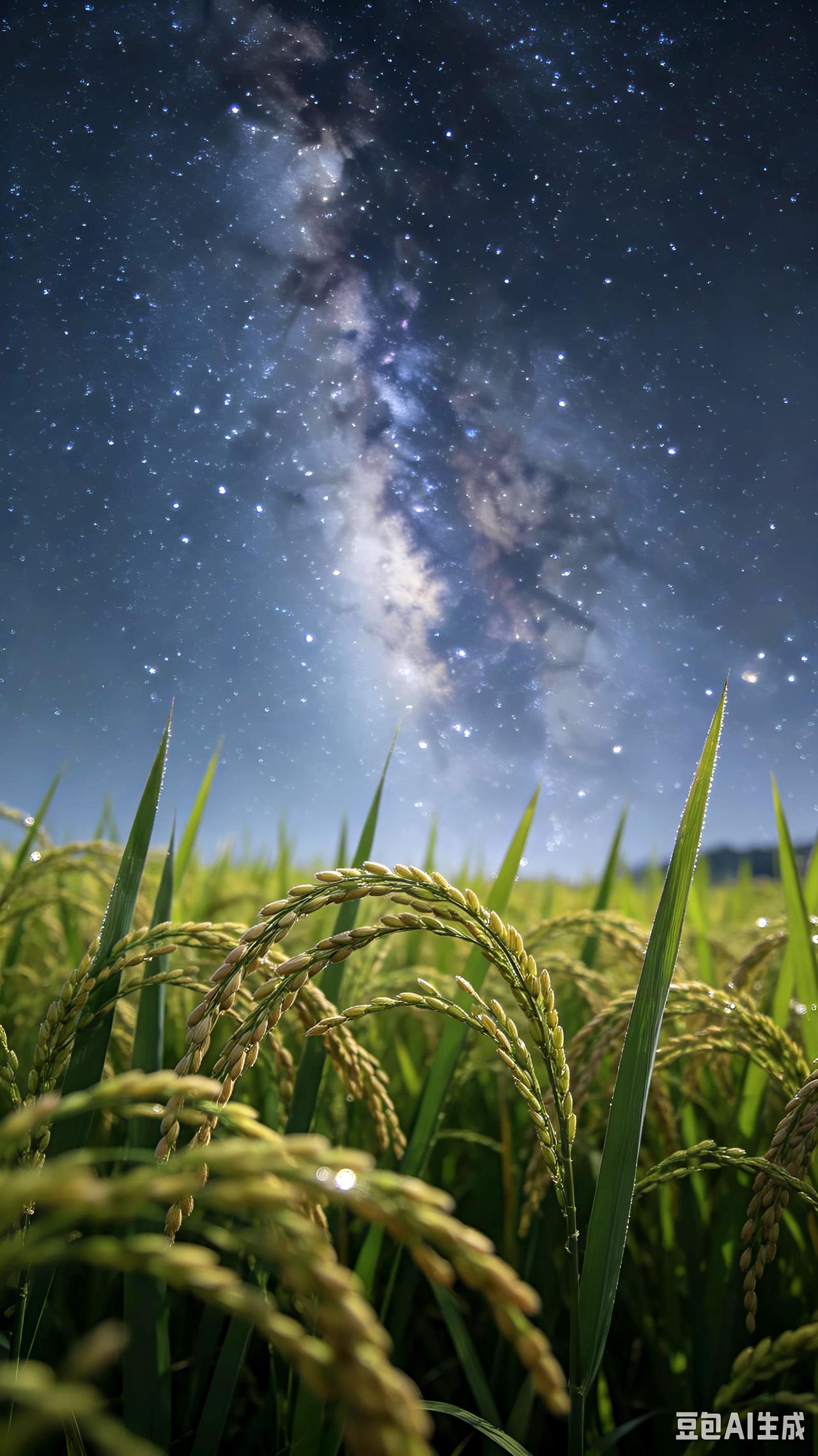 夏日生活打卡季夜幕缀满繁星，微风轻抚稻田，抬头望见浩瀚宇宙，内心豁然开朗。