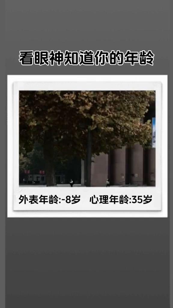 看眼神知道你的年龄。
外表年龄：-8岁。心理年龄：35岁。