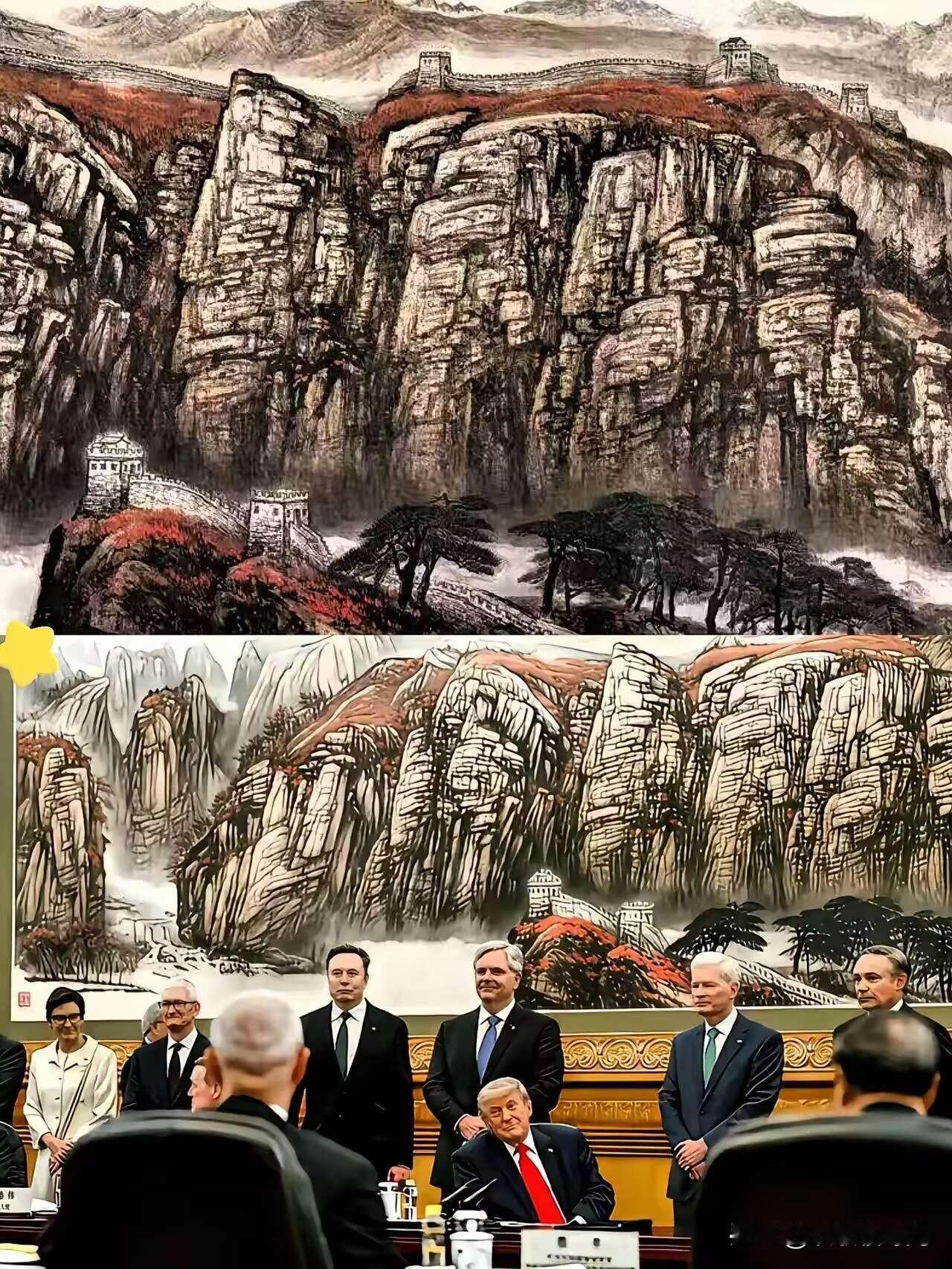 刚刷到美方发布的一张官方照片，
实在耐人寻味。
画面主角明明是各界重要人士，
但