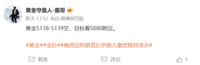 复盘：3月9日（周一）微博记录1000点黄金5085多→5120平仓---🎯3