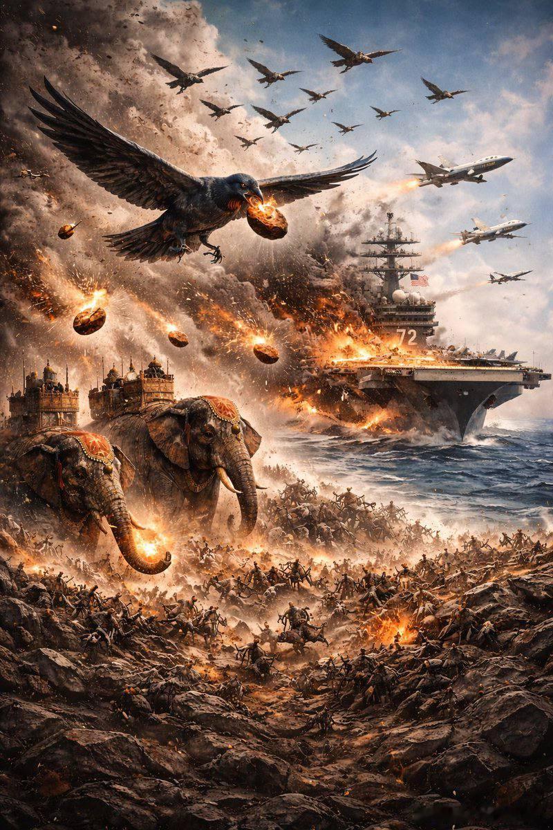 伊朗制作了一张虚假的大规模轰炸和消灭大量美国海军的宣传海报。 